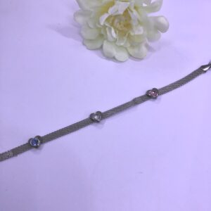 Pulsera Plana Corazones Plateada