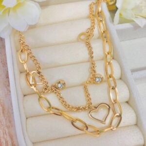 Pulsera Doble: Corazones y Circones